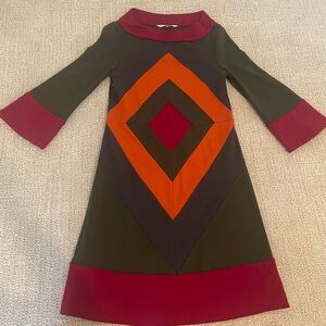 Diane Von Furstenberg 'Ungaro' Colorblock Wool Shift Mini Dress Size 4